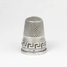 Load image into Gallery viewer, Antique French .800 Silver Sewing Thimble, Greek Key Design