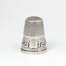 Load image into Gallery viewer, Antique French .800 Silver Sewing Thimble, Greek Key Design