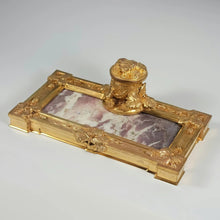 Load image into Gallery viewer, Antique French Art Nouveau Bronze & Marble Inkwell, Inkstand, Signed A. Marionnet