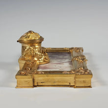 Load image into Gallery viewer, Antique French Art Nouveau Bronze & Marble Inkwell, Inkstand, Signed A. Marionnet