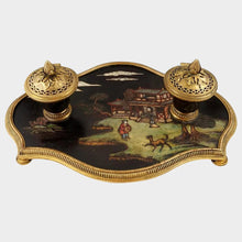 Load image into Gallery viewer, Antique French Chinoiserie Coromandel Lacquer Gilt Bronze Inkwell