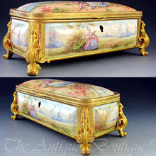 Load image into Gallery viewer, Antique French Enamel on Copper Gilt Bronze Ormolu Jewelry Casket Box
