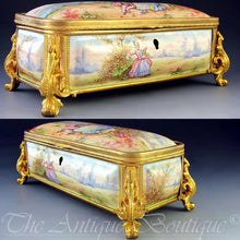 Load image into Gallery viewer, Antique French Enamel on Copper Gilt Bronze Ormolu Jewelry Casket Box