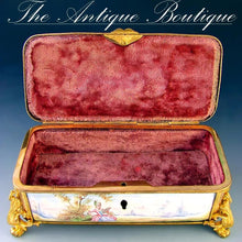 Load image into Gallery viewer, Antique French Enamel on Copper Gilt Bronze Ormolu Jewelry Casket Box