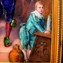 Load image into Gallery viewer, Antique French Gilt Bronze Jewelry Casket Box, Enamel Portrait Plaque, Tavern Scene with Cavaliers