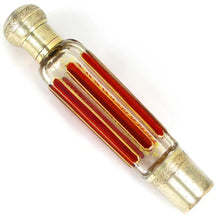 Load image into Gallery viewer, Antique French Sterling Silver Flask Cut to Clear Glass Ruby Panels