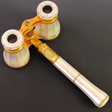 Load image into Gallery viewer, Antique French Lemaire Paris Mother of Pearl Opera Glasses with Extending Lorgnette Handle