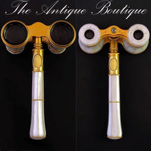 Load image into Gallery viewer, Antique French Lemaire Paris Mother of Pearl Opera Glasses with Extending Lorgnette Handle