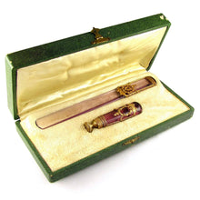 Load image into Gallery viewer, Antique French Napoleon III Empire Cut Crystal & Gilt Bronze Writing Desk Set, Wax Seal & Page Turner