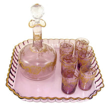 Load image into Gallery viewer, Antique French Saint Louis Crystal Rare Purple Color Gilded Liquor Set: Decanter, Cordial Glasses & Tray