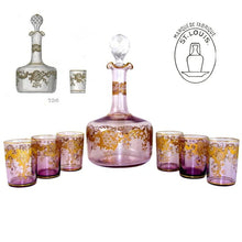 Load image into Gallery viewer, Antique French Saint Louis Crystal Rare Purple Color Gilded Liquor Set: Decanter, Cordial Glasses & Tray