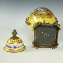 Load image into Gallery viewer, Antique French Sevres Style Porcelain Urn Satyr Bronze Handles, Hand Painted Gilt & Rococo Scene
