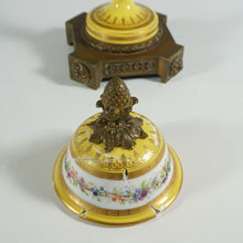 Load image into Gallery viewer, Antique French Sevres Style Porcelain Urn Satyr Bronze Handles, Hand Painted Gilt & Rococo Scene