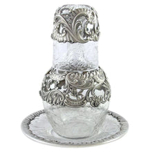 Load image into Gallery viewer, Antique French Sterling Silver glass bedside water carafe set, Tumble Up
