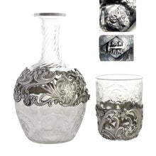 Load image into Gallery viewer, Antique French sterling silver cut glass water carafe nightstand tumble up