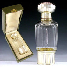 Load image into Gallery viewer, Antique French Sterling Silver Cut Glass Flask