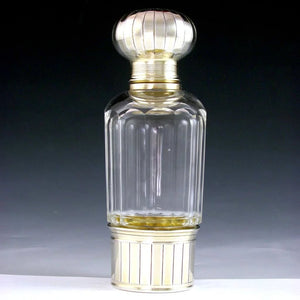 Antique French Sterling Silver Cut Glass Flask