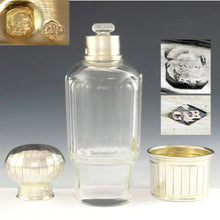 Load image into Gallery viewer, Antique French Sterling Silver Cut Glass Flask