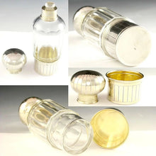 Load image into Gallery viewer, Antique French Sterling Silver Cut Glass Flask