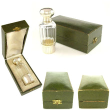 Load image into Gallery viewer, Antique French Sterling Silver Cut Glass Flask