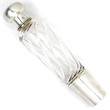 Load image into Gallery viewer, Antique French Sterling Silver Gilt Vermeil Cut Crystal Flask, Original Box