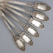 Load image into Gallery viewer, Antique French Sterling Silver Gold Vermeil 13pc Tea Coffee Spoon Set, Sugar Tongs, Renaissance Mascarons
