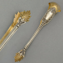 Load image into Gallery viewer, Antique French Sterling Silver Gold Vermeil 13pc Tea Coffee Spoon Set, Sugar Tongs, Renaissance Mascarons