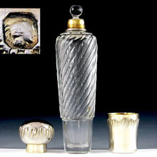Load image into Gallery viewer, Antique French Sterling Silver Spiral Fluted Cut Glass Flask