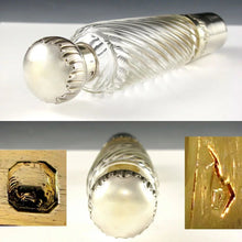 Load image into Gallery viewer, Antique French Sterling Silver Spiral Fluted Cut Glass Flask