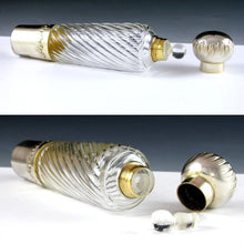 Load image into Gallery viewer, Antique French Sterling Silver Spiral Fluted Cut Glass Flask