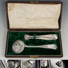 Load image into Gallery viewer, Antique French Sterling Silver Sugar Tongs & Sifter Spoon Set