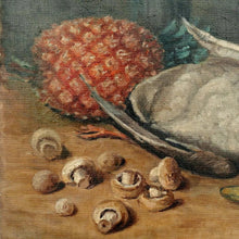 Load image into Gallery viewer, Antique French Still Life Oil Painting Food, Copper Pot, Duck & Pineapple, Nature Morte