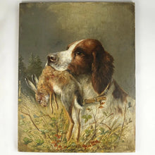 Load image into Gallery viewer, Antique German Hunting Scene Painting Moritz Müller (1841-1899) Spaniel Dog & Rabbit