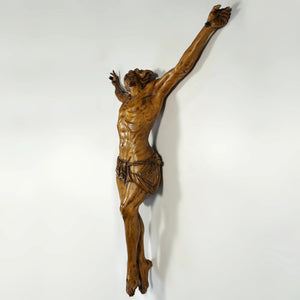Large 24" Jesus Christ Corpus Hand Carved Wood Antique Religious Altar Statue