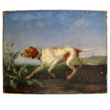 Load image into Gallery viewer, Antique Signed European Painting Hunting Dog & Thistle, Dated 1876