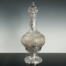 Load image into Gallery viewer, Puiforcat Antique French Sterling Silver Cameo Acid Etched Glass Claret Jug Ewer, Mascaron Face