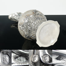 Load image into Gallery viewer, Puiforcat Antique French Sterling Silver Cameo Acid Etched Glass Claret Jug Ewer, Mascaron Face