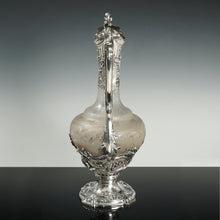 Load image into Gallery viewer, Puiforcat Antique French Sterling Silver Cameo Acid Etched Glass Claret Jug Ewer, Mascaron Face