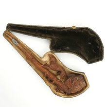 Load image into Gallery viewer, Antique Black Forest Hand Carved Wood Smoking Pipe, Hunting Dog Hound