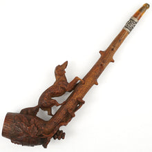 Load image into Gallery viewer, Antique Black Forest Hand Carved Wood Smoking Pipe, Hunting Dog Hound