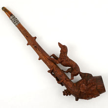 Load image into Gallery viewer, Antique Black Forest Hand Carved Wood Smoking Pipe, Hunting Dog Hound