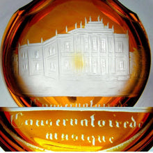 Load image into Gallery viewer, Antique Bohemian Glass Cut to Clear Engraved Perfume Bottle Chatelaine