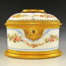 Load image into Gallery viewer, Antique French opaline box ormolu gilt bronze