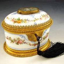 Load image into Gallery viewer, Antique French hand painted opaline glass jewelry box, ormolu