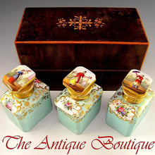 Load image into Gallery viewer, Antique French Tea Caddy Box, Old Paris Porcelain Bottles