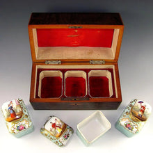 Load image into Gallery viewer, Antique French Tea Caddy Box, Old Paris Porcelain Bottles