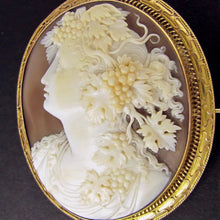 Load image into Gallery viewer, Antique Victorian Cameo Brooch Sardonyx Shell 14k Yellow Gold