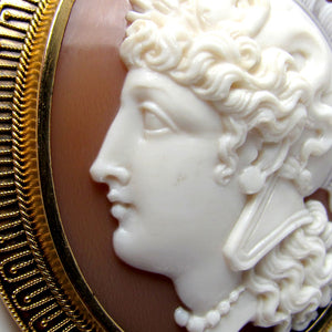 Warrior Goddess Athena Profile Female Antique Cameo Brooch