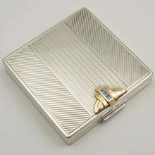 Load image into Gallery viewer, Art Deco Gorham Sterling Silver 14K Gold Sapphires Jeweled Compact Mirror