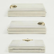 Load image into Gallery viewer, Art Deco Gorham Sterling Silver 14K Gold Sapphires Jeweled Compact Mirror